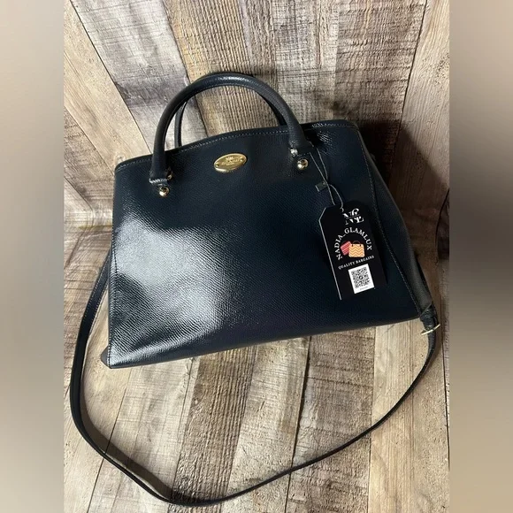 COACH Margot Carryall F34607 Midnight Blue Satchel Leather Crossbody handbag - Picture 10 of 16